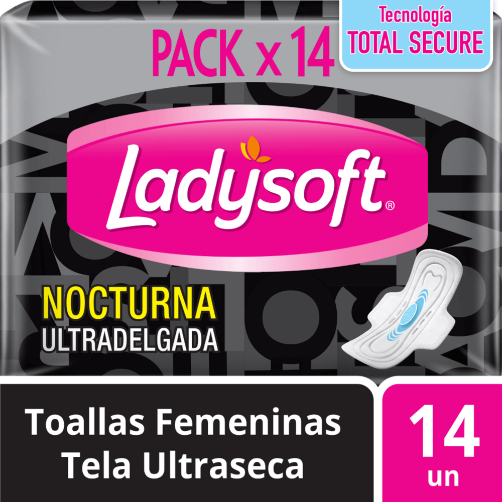 Toalla Femenina Ladysoft Nocturna Ultradelgada Tela Ultraseca 14 UND