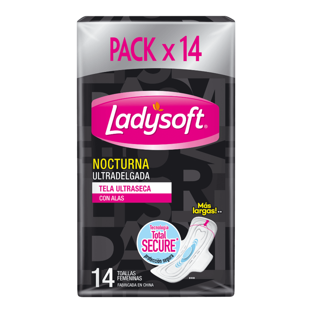 Toalla Femenina Ladysoft Nocturna Ultradelgada Tela Ultraseca 14 UND - Imagen 2