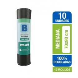 Pack x10 Bolsa Basura Agustín Negra Rollo 70X90 10 Unid