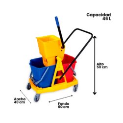 Alternative view of Carro Estrujador Aseo Amarillo Doble 46 Lts Luster Amarillo