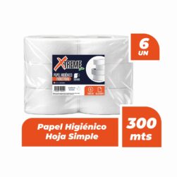 Papel Higienico Xtreme Hoja Simple Paquete 6 Rollos x 300mts