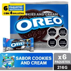 Pack Galletas Oreo Chocolate Relleno Sabor Cookies & Cream 36grs