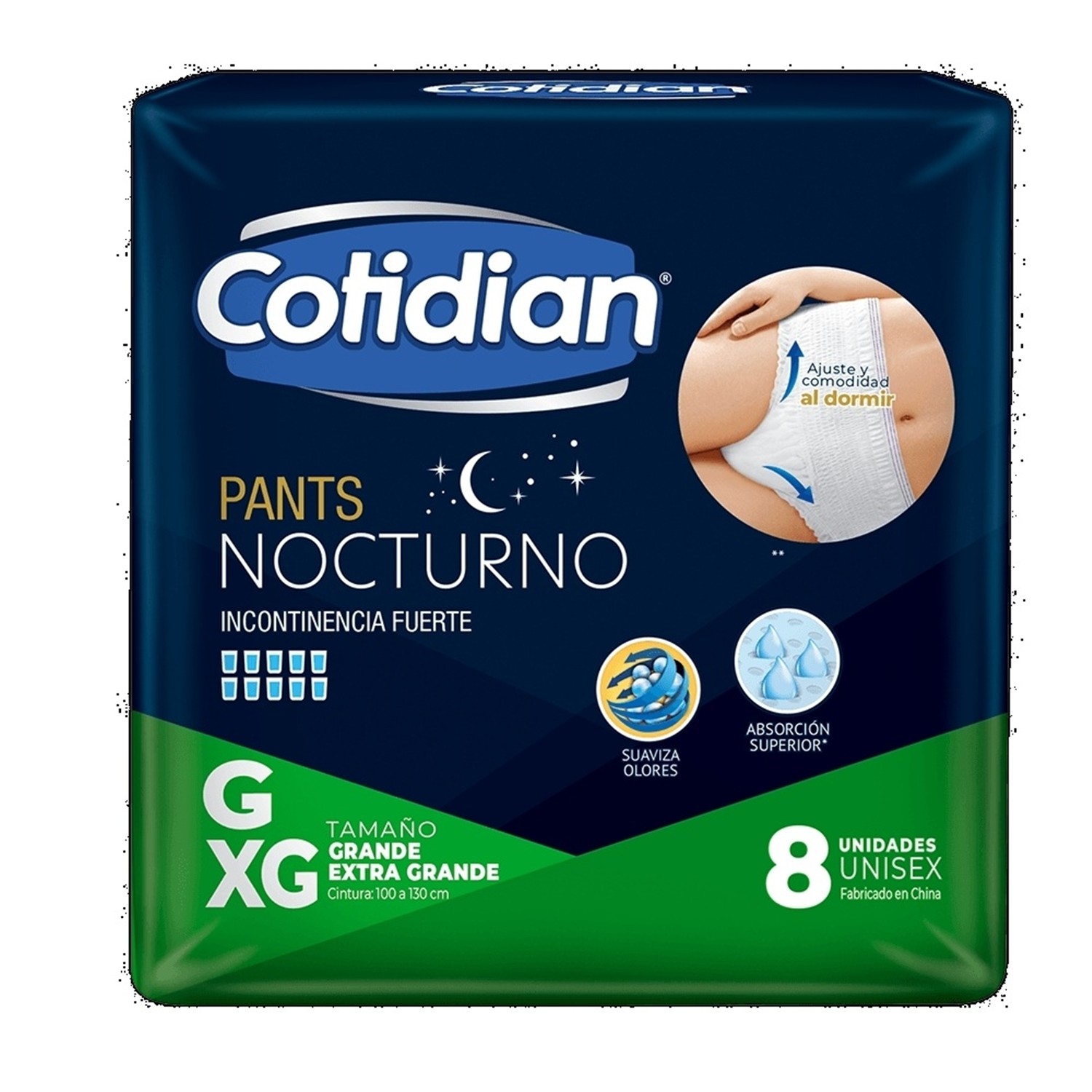 Pants Nocturnos Cotidian Incontinencia Fuerte 8 Un G/xg - Imagen 2