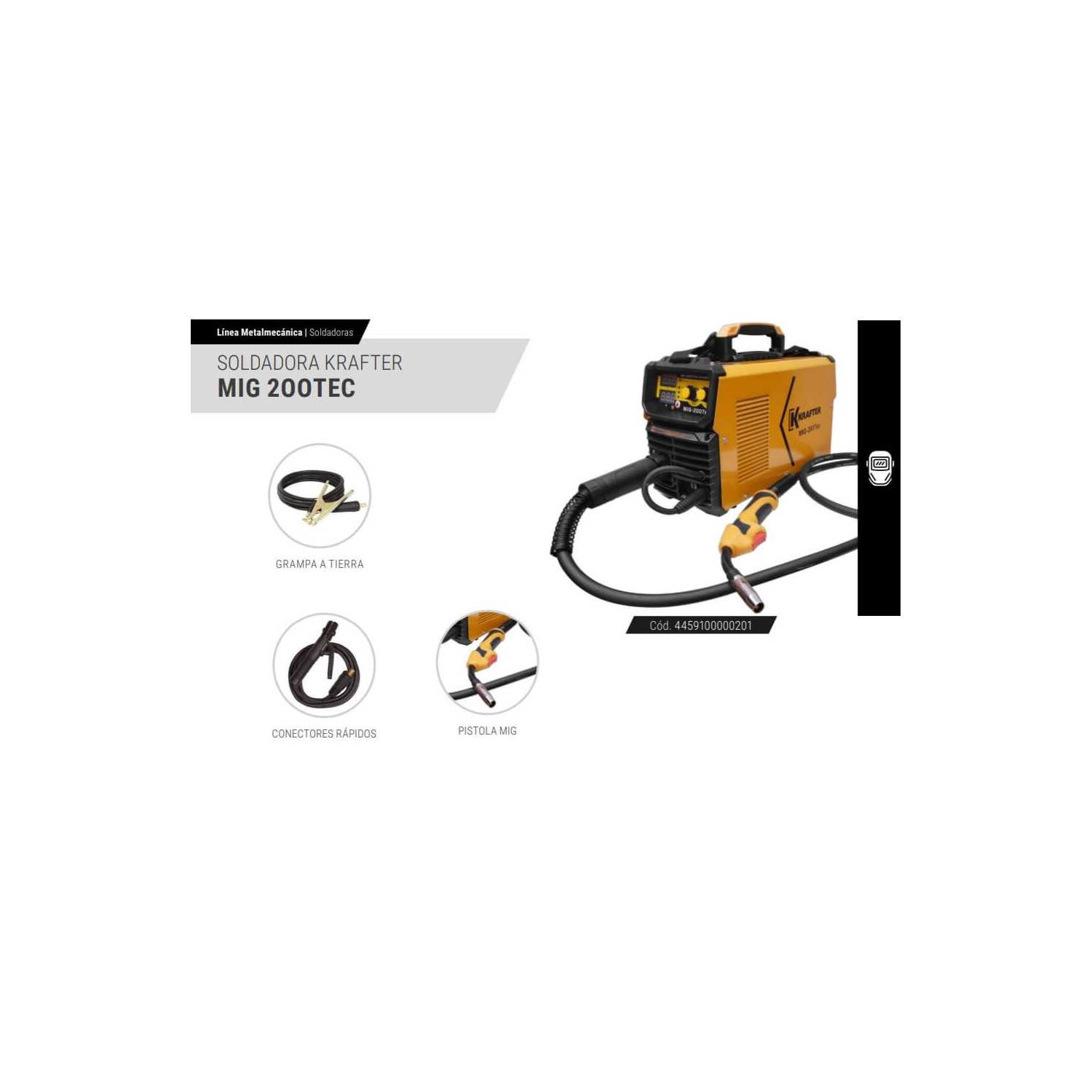 Pack - Soldadora Krafter MIG-200 TEC + Alambre 5 Kg - Imagen 2