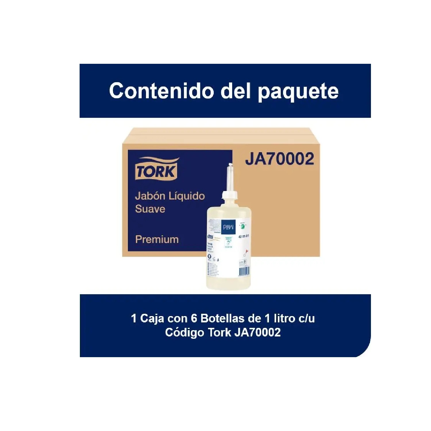 Pack x6 - Jabón Líquido Suave Premium Tork 1 Lt Modelo JA70002 - 1 Caja - Imagen 2