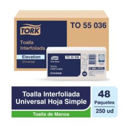 Pack x48 - Toalla Interfoliada Tork - 48 Paquetes De 250 Hojas c/u Modelo TO55036  - 3 Cajas