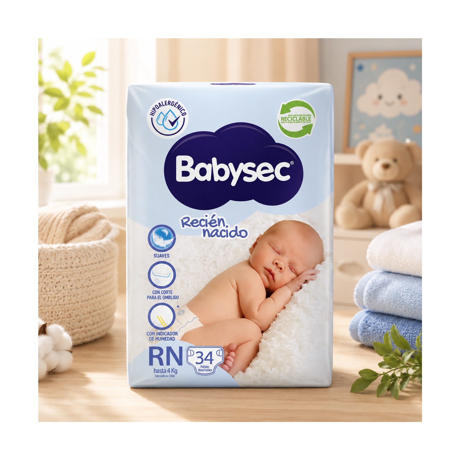 Babysec Recién Nacido 34 Unidades De Pañales De Bebé - Imagen 2