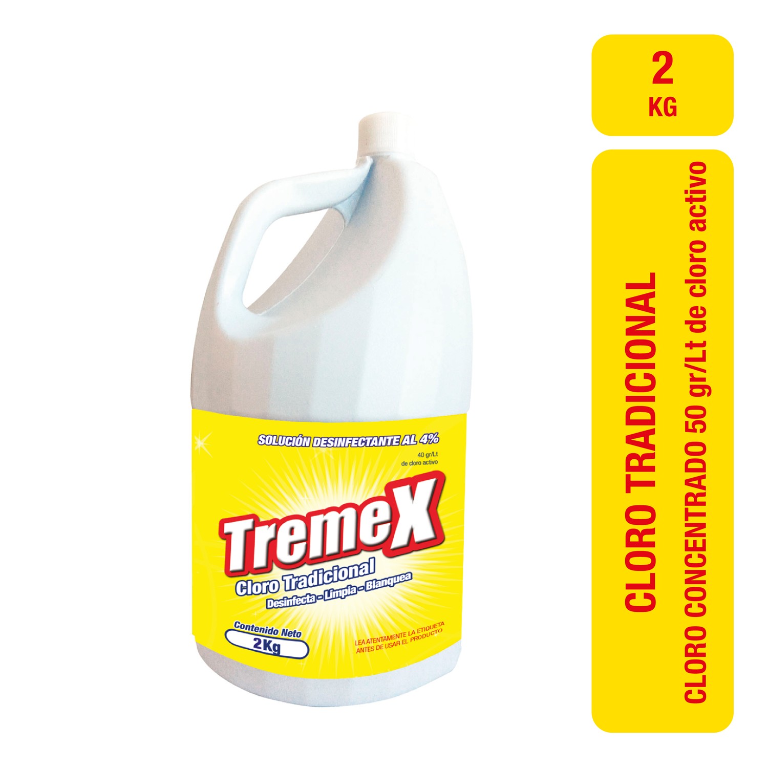 Cloro Concentrado Tradicional Tremex 4 % - 2 Litros