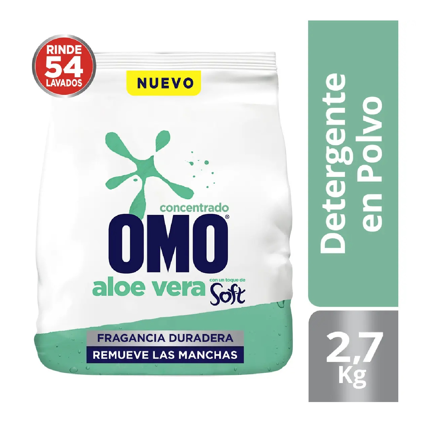 Detergente Omo Matic Con Soft Aloe Vera 2.7kg Limpio Y Suave