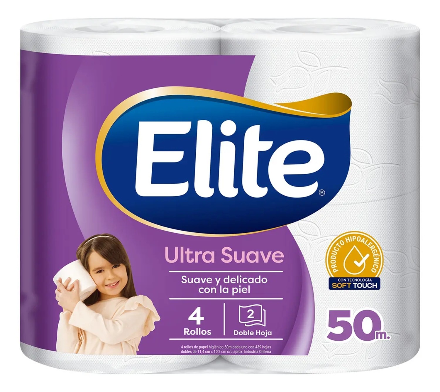 Papel Higiénico Elite Ultra Doble Hoja - 4 Rollod 50 Mts C/u - Imagen 2