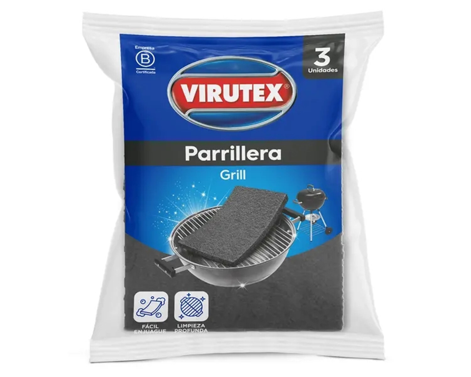 Virutex Fibra Parrillera X3 | Limpieza De Parrilla Y Plancha Negro