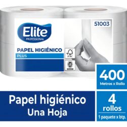 Papel Higiénico Elite Plus 400 mts Hoja Simple Pack 4 Rollos