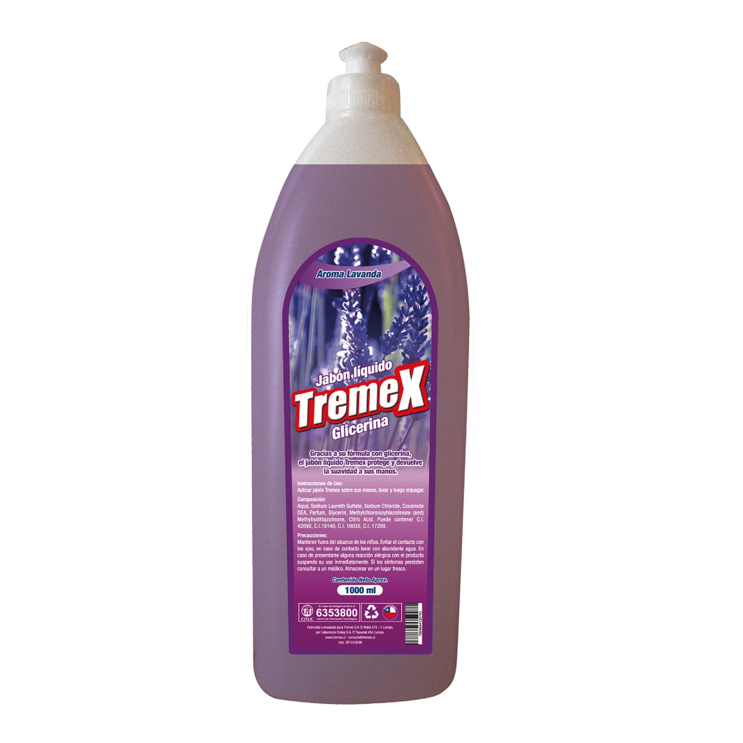 Jabón Líquido Glicerina Tremex Aroma Lavanda 1 Lt - Imagen 2