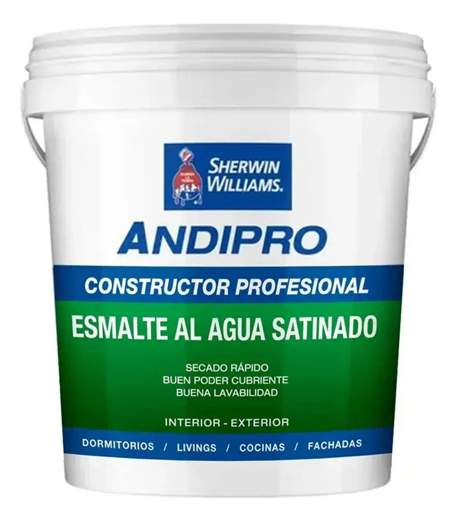 Esmalte Al Agua Sherwin Williams - Tineta 4 Gl Acabado Satinado Color Blanco