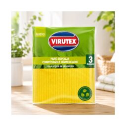 Alternative view of Paño Esponja Natural X3 Ultra Absorbente Virutex Color Amarillo