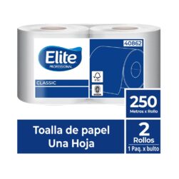 Toalla Ecológica Una Hoja 250 Mt x 2 Rollos Elite Professional
