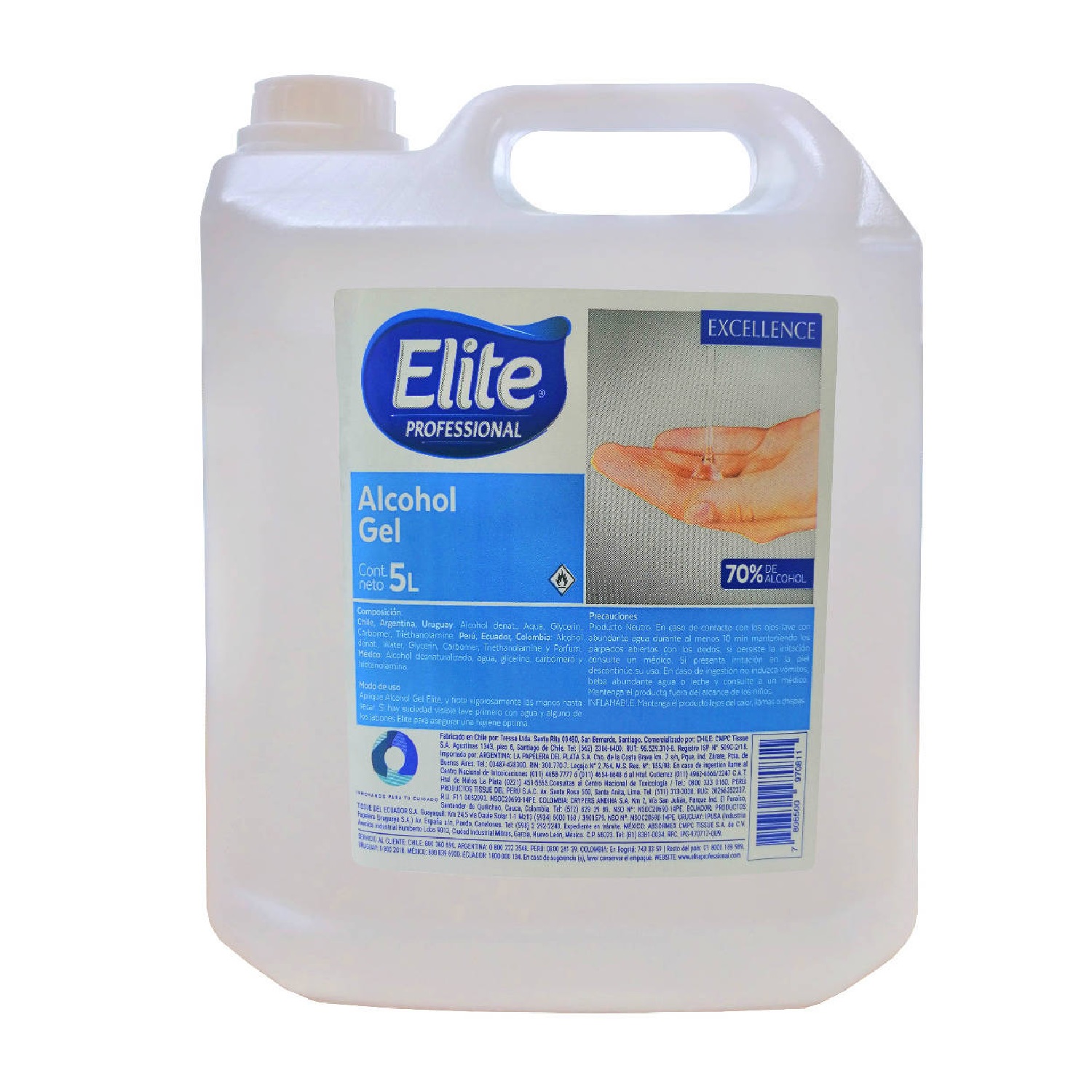 Alcohol Gel 70% Elite Bidon 5 Litros