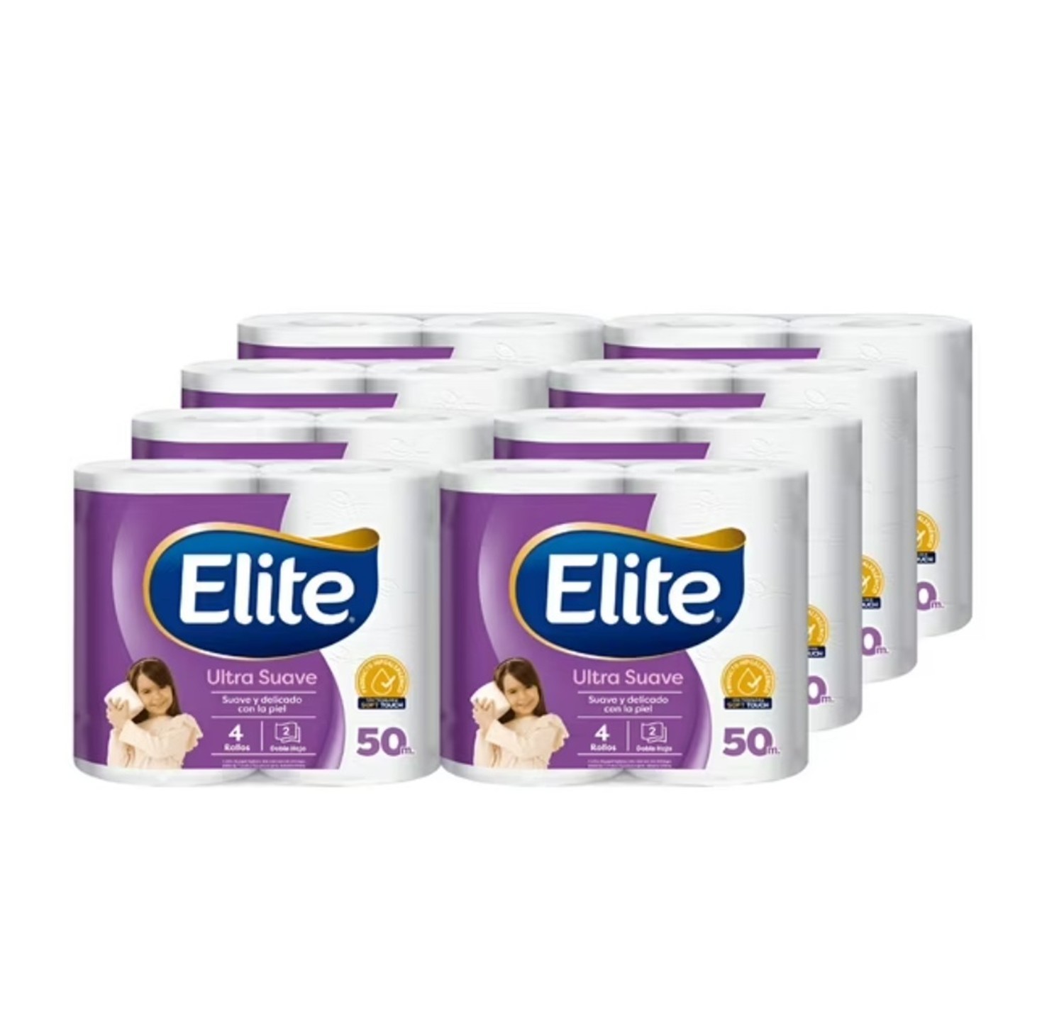 Pack x8 - Papel Higiénico Elite Ultra Doble Hoja - 4 Rollod 50 Mts C/u - Imagen 2