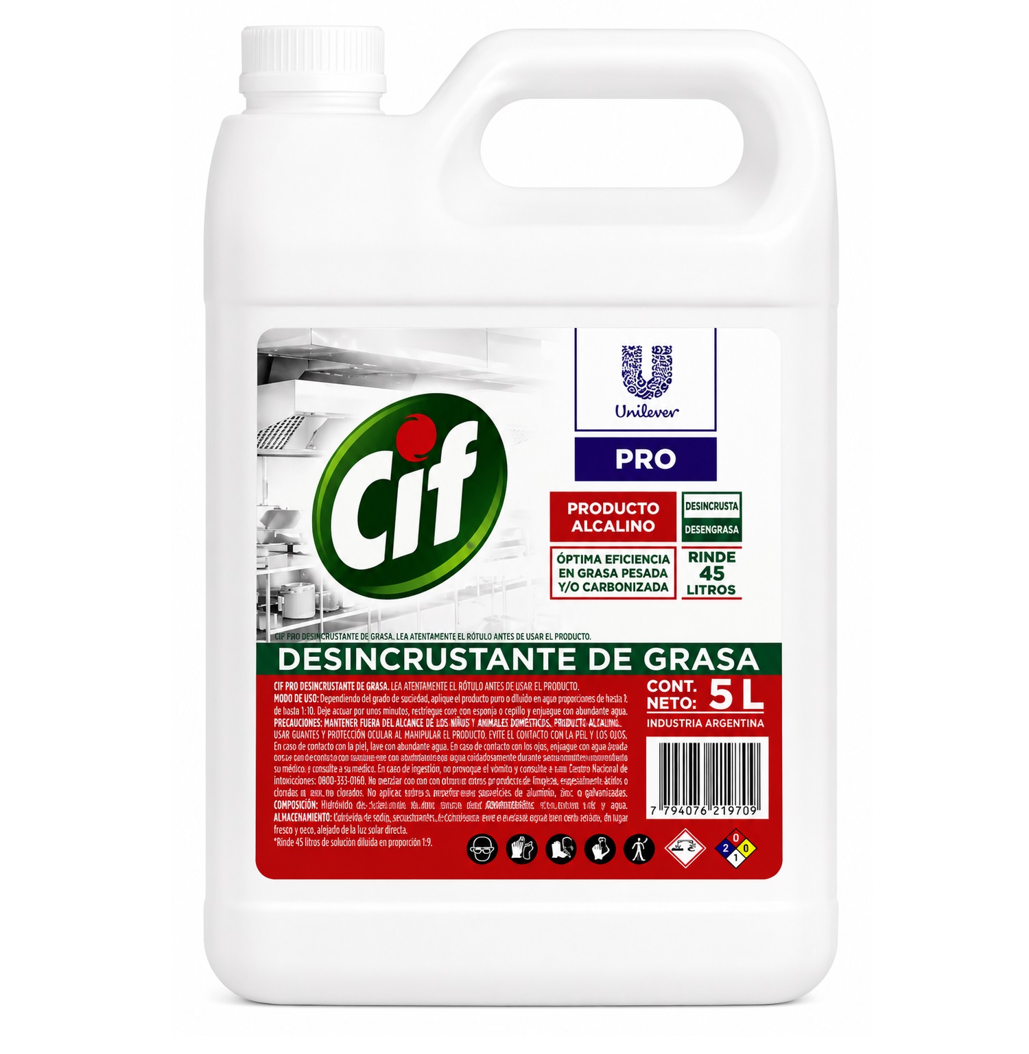 Cif Desincrustante De Grasa 5 Litros, Rendimiento 45 Lts.