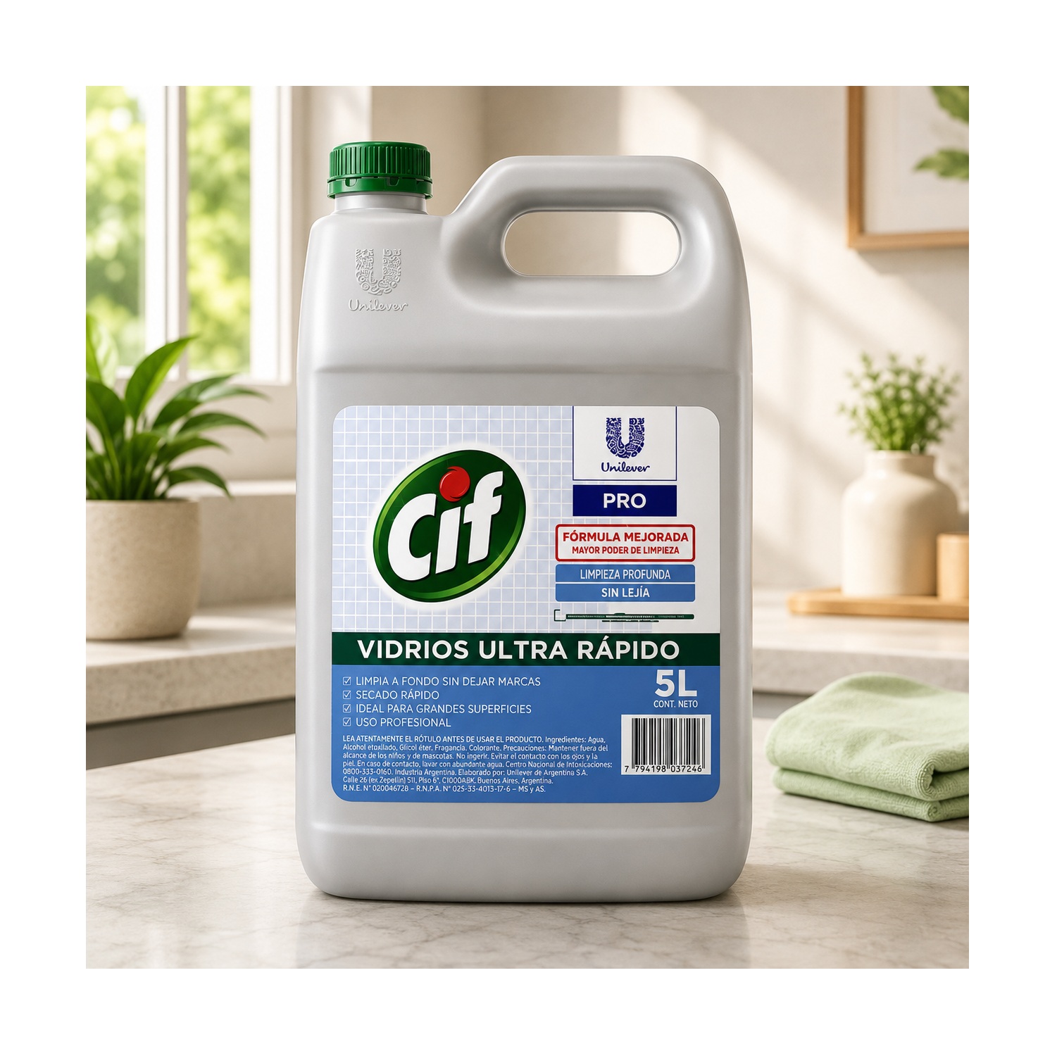 Limpia vidrios Cif Ultra Rapido Biodegradable 5 Litros - Imagen 2