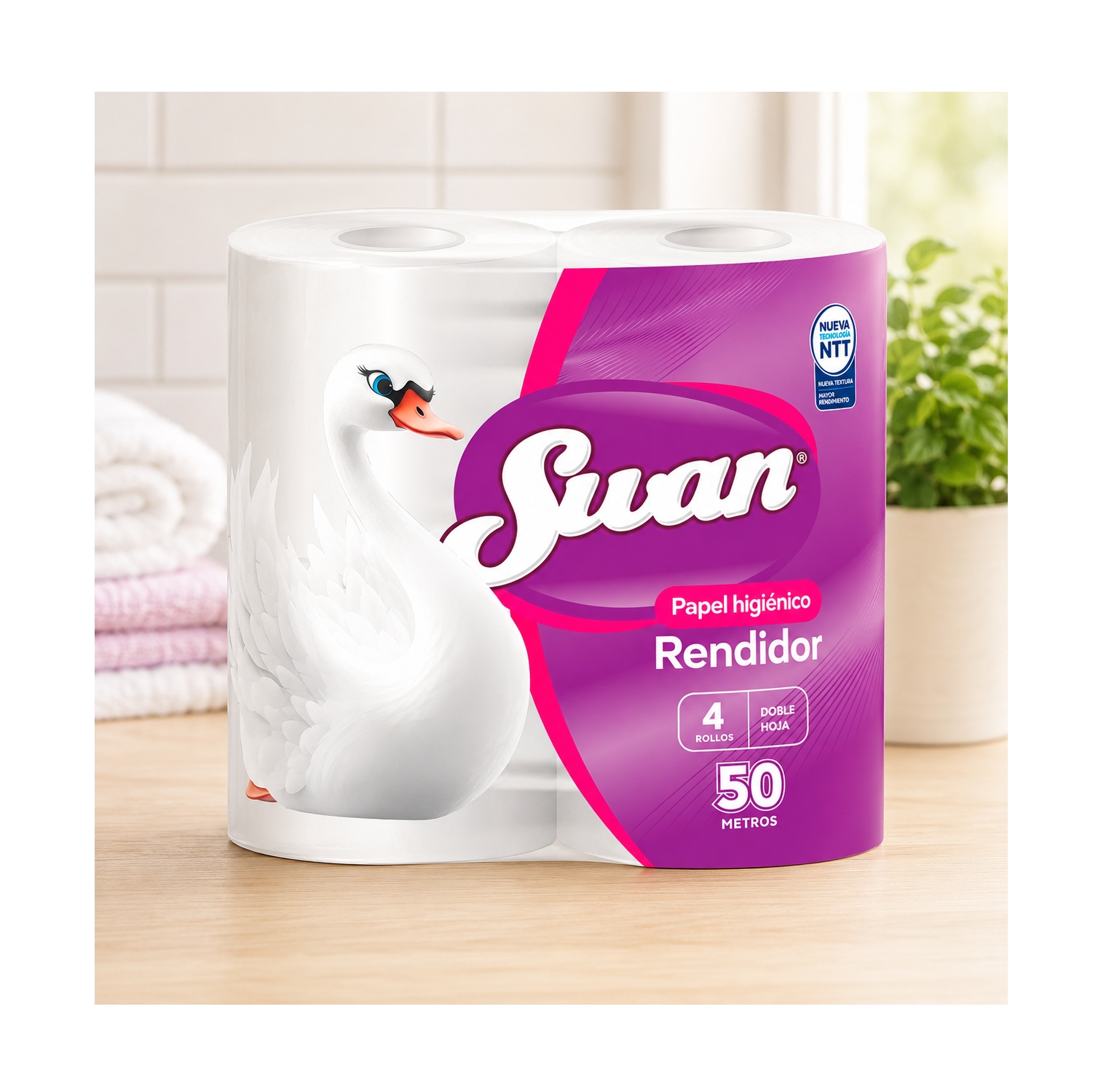 Papel Higiénico Swan Rendidor Doble Hoja 50m X 4 Rollos - Imagen 2