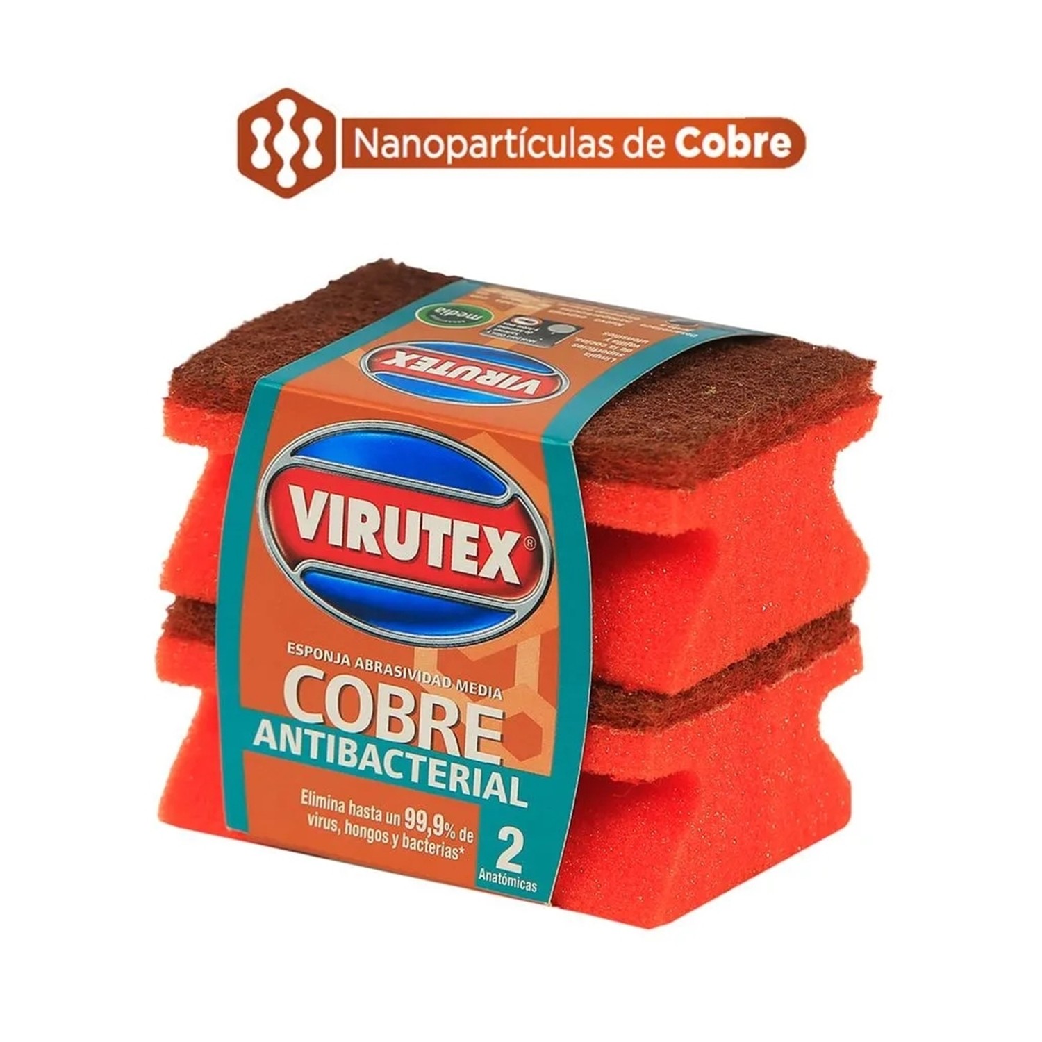Esponja X2 Antibacterial Abrasividad Media Acanalada Virutex