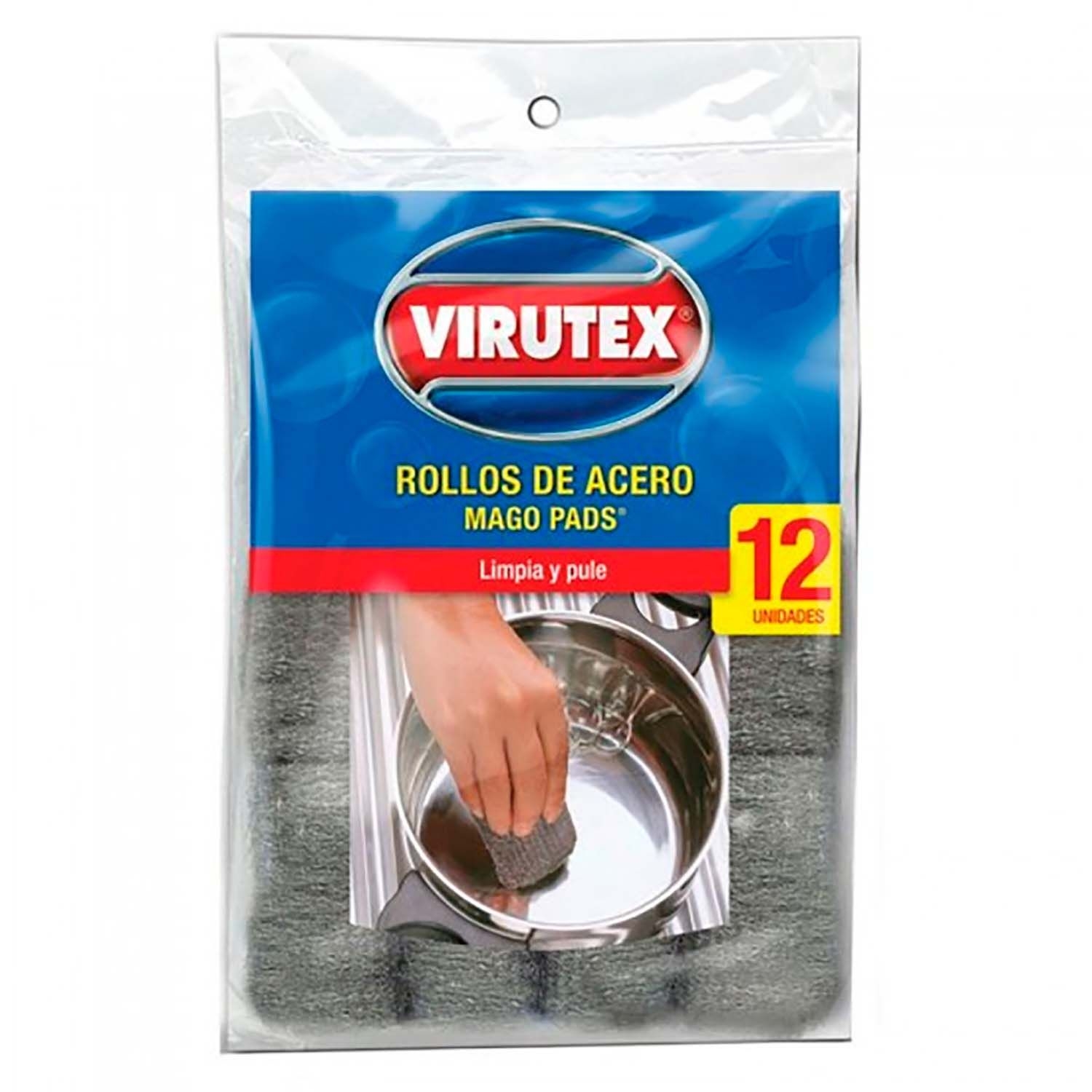 Rollos De Acero Virutex Mago Pads Sin Jabón 12 Un