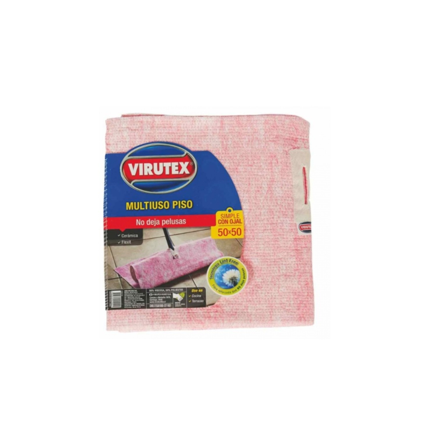 Trapero De Algodón Virutex Con Ojal Simple 50x50 Cm Calidad - Rosa Claro