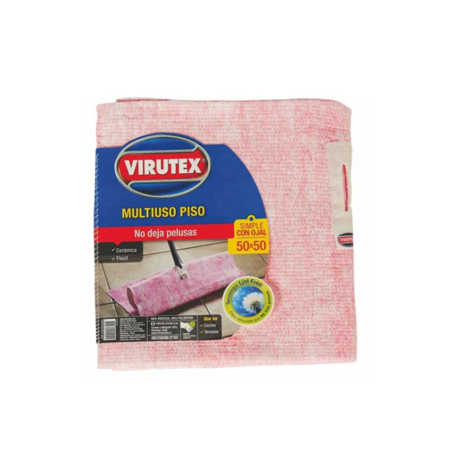 Trapero De Algodón Virutex Con Ojal Simple 50x50 Cm Calidad - Rosa Claro - Imagen 2