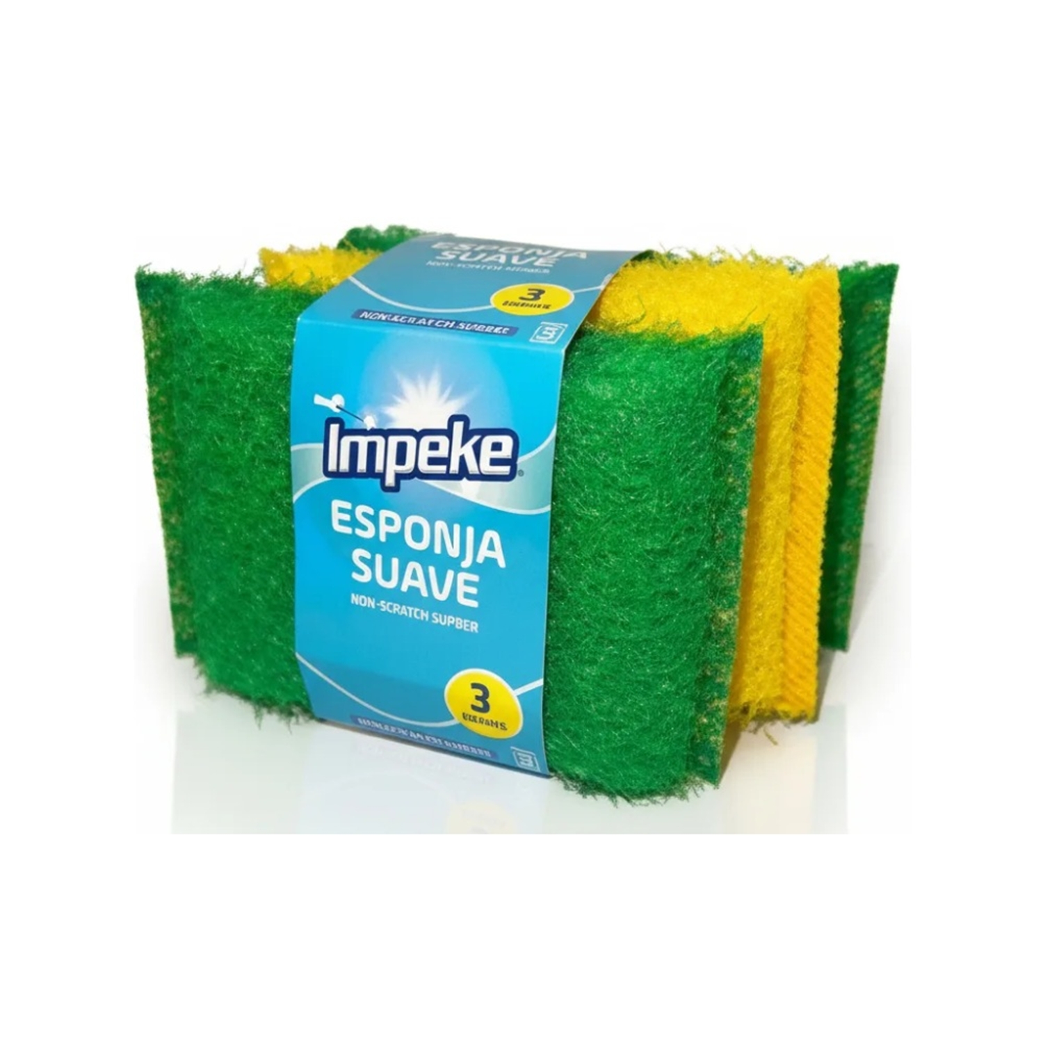 Esponja Spunita Impeke X3 Limpieza Eficiente Y Duradera - Amarillo Verde - Imagen 2