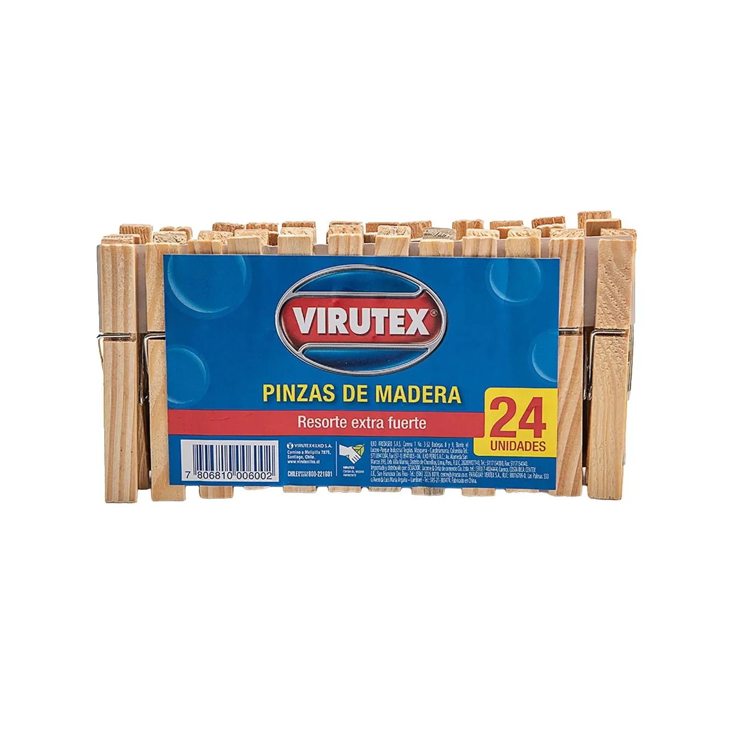 Pinzas Para Ropa De Madera X24 Virutex Color 52028 - Imagen 2