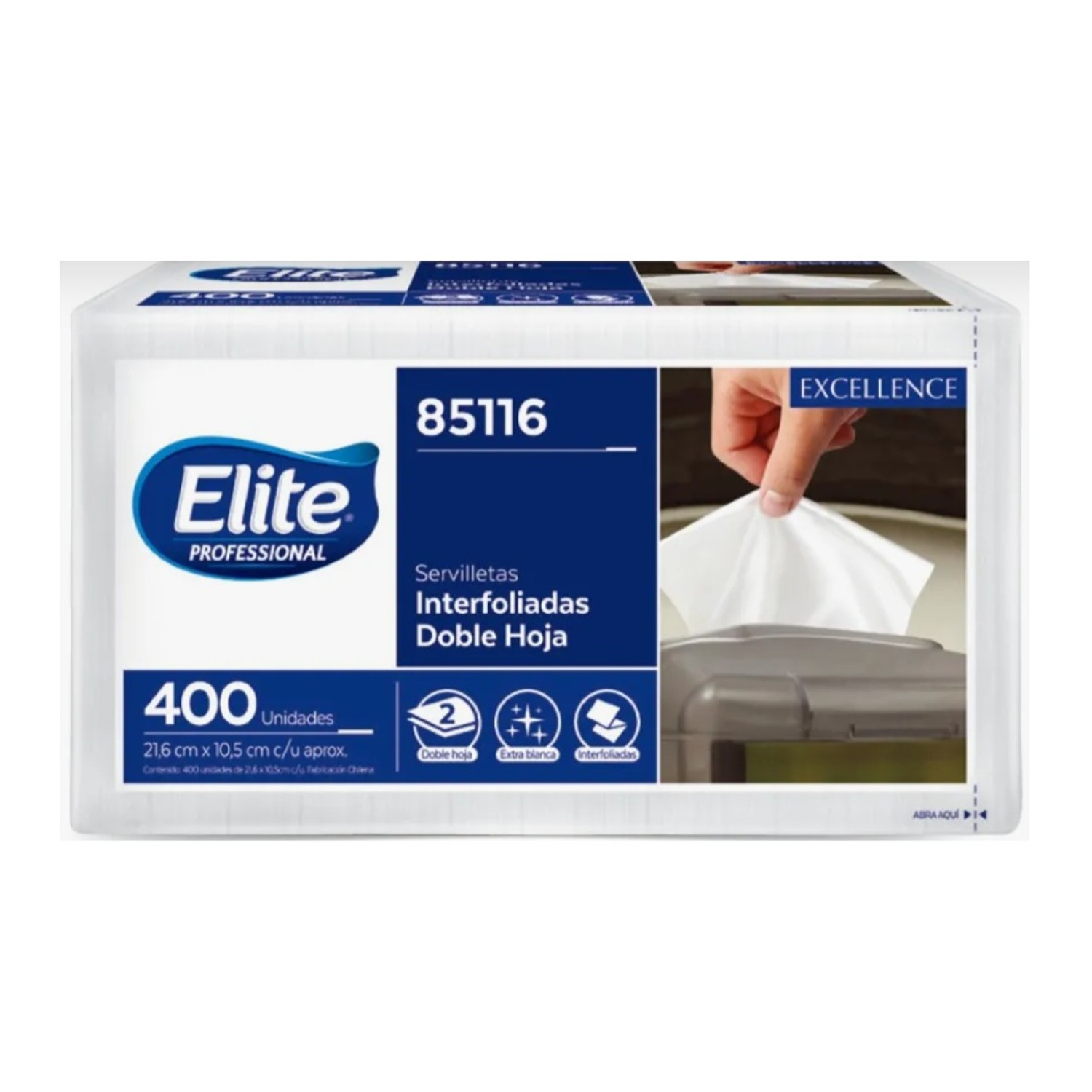 Elite Servilleta Interfoliada Doble Hoja 400 Unid Blanco