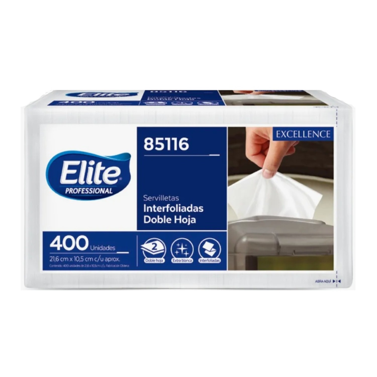 Elite Servilleta Interfoliada Doble Hoja 400 Unid Blanco - Imagen 2