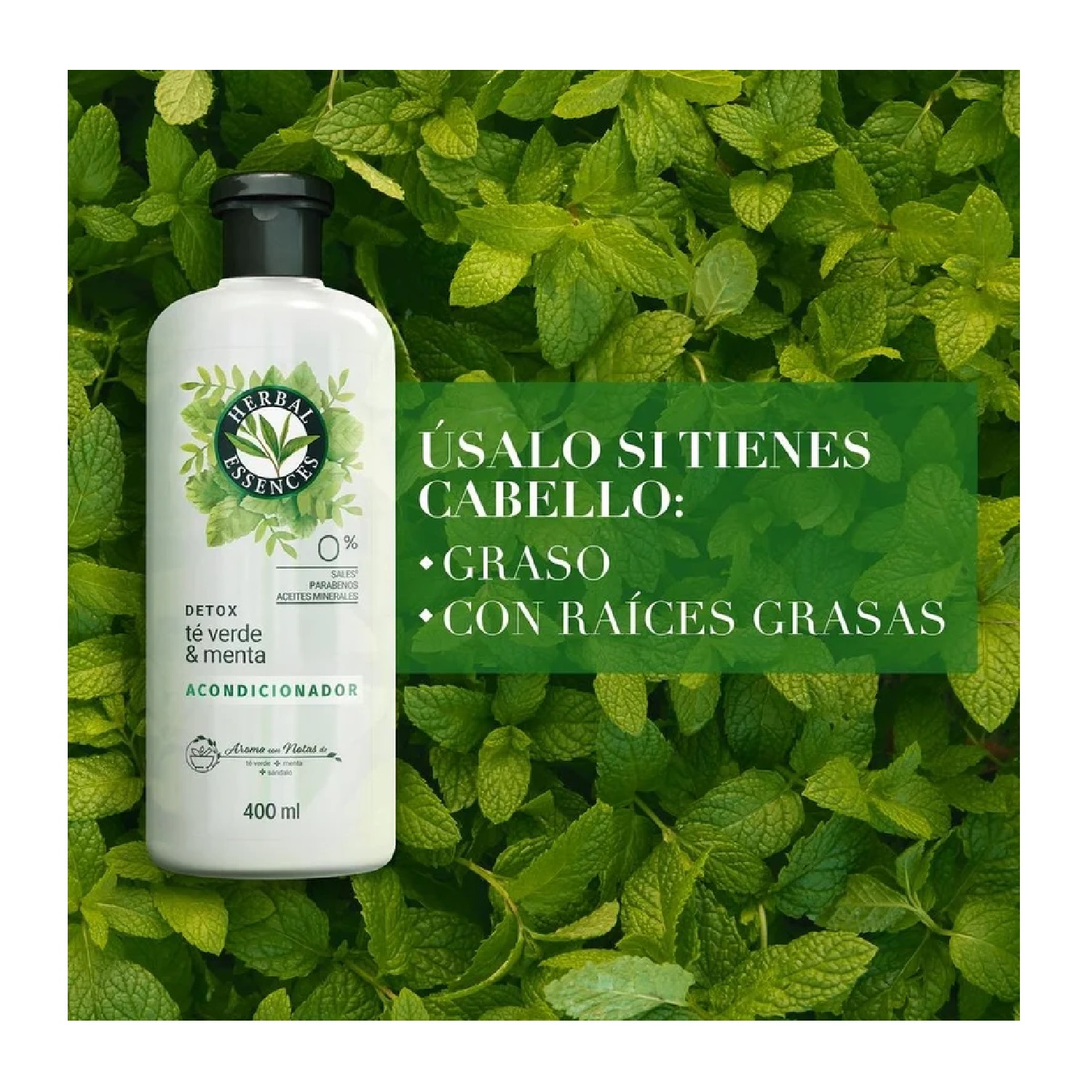 Acondicionador Herbal Essences Detox Té Verde & Menta 400 Ml - Imagen 2