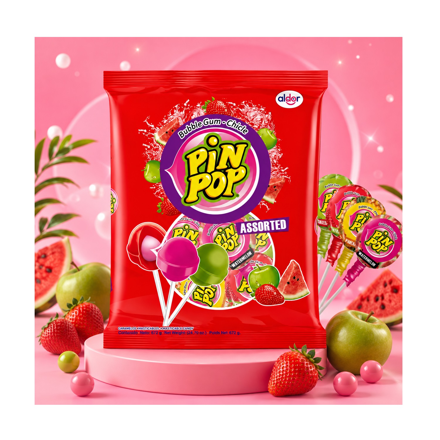 Chupete Pin Pop Surtidos Ambrosoli (24 Unidades)