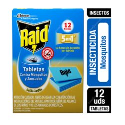 Raid 12 Tabletas Rápida Acción Contra Mosquitos Zancudos
