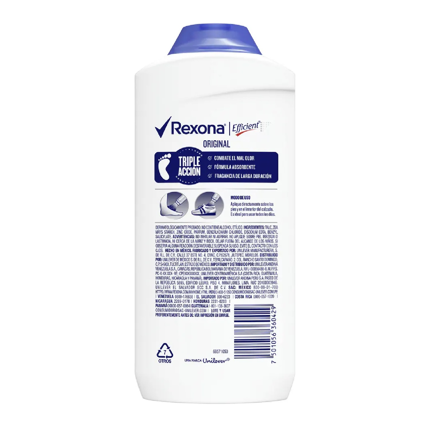 Talco Desodorante Rexona Para Pies Efficient Original 24h - Imagen 2