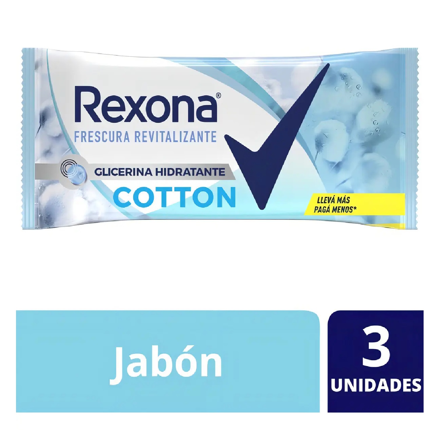 Jabón Rexona Cotton Barra 3x125g Cuidado Y Frescura