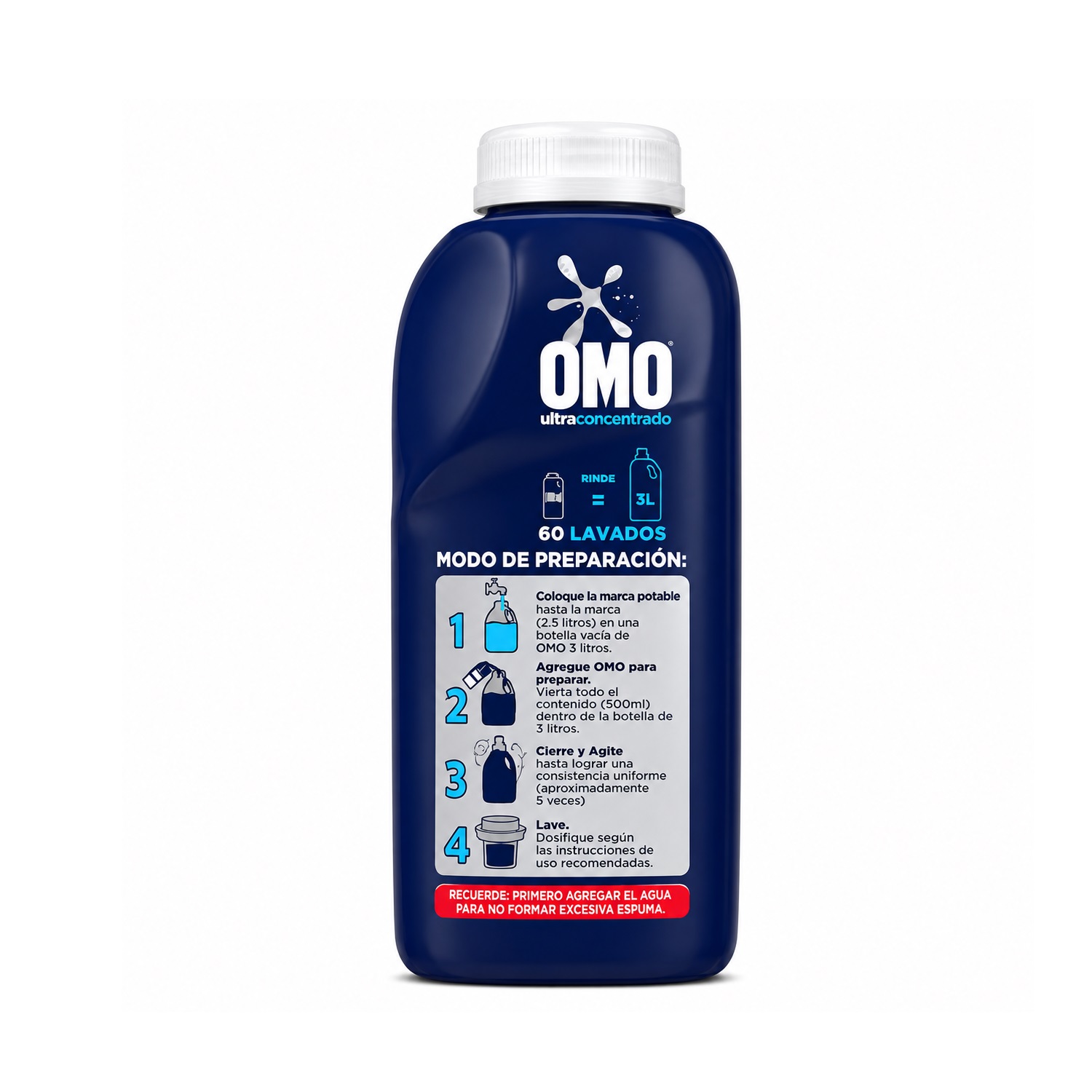 Detergente Liquido Omo Matic Ultra Power Para Preparar 500ml - Imagen 2