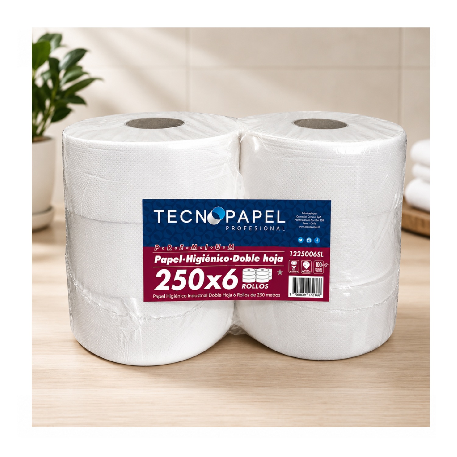 Papel Higiénico Industrial Tecnopapel Doble Hoja 250 m – 6 Rollos - Imagen 2
