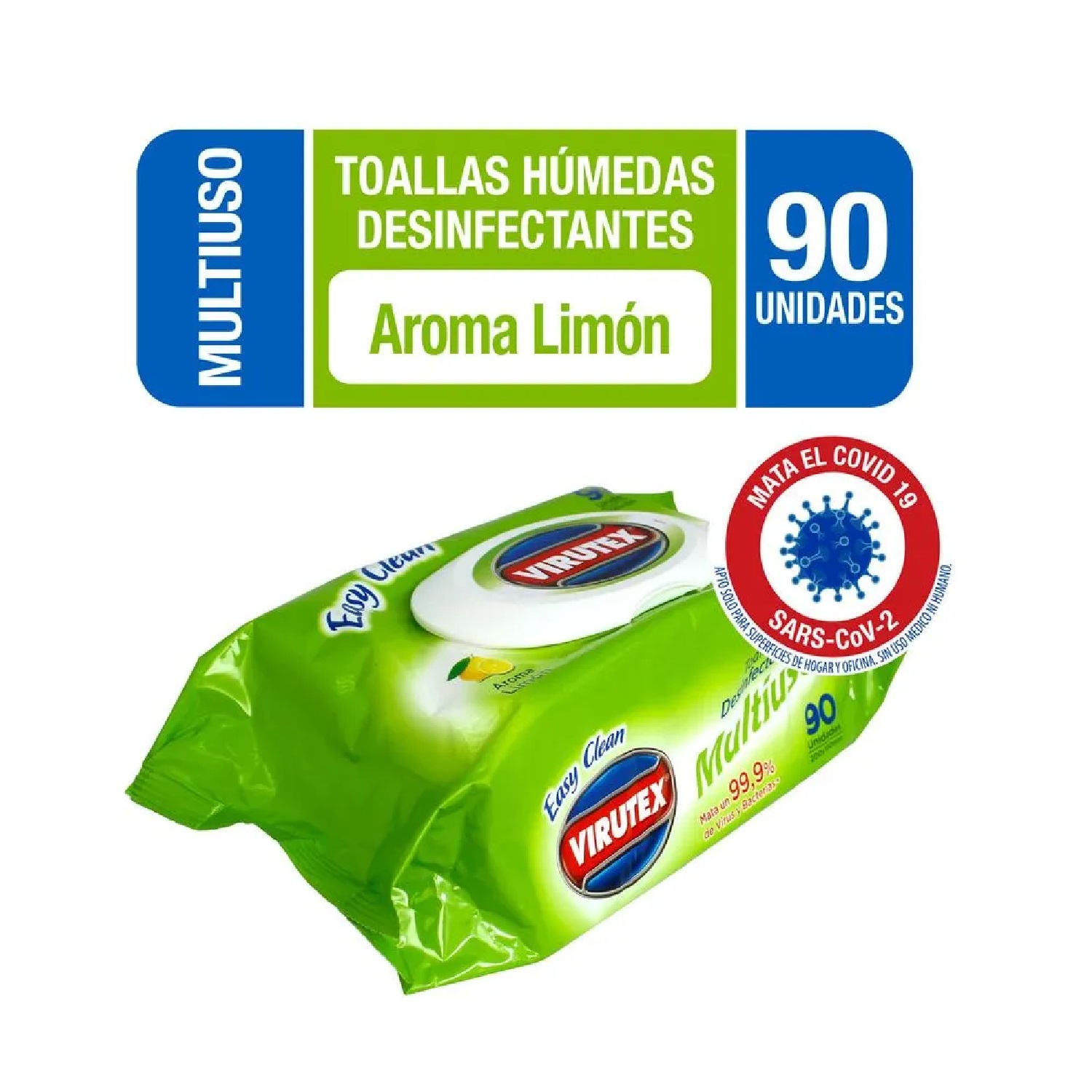 Toalla Desinfectante Pouch Virutex 90 Unidades Calidad