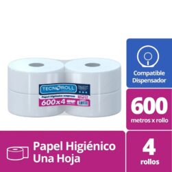 Papel Higienico Tecnoroll H/S 600M Paq 4 und