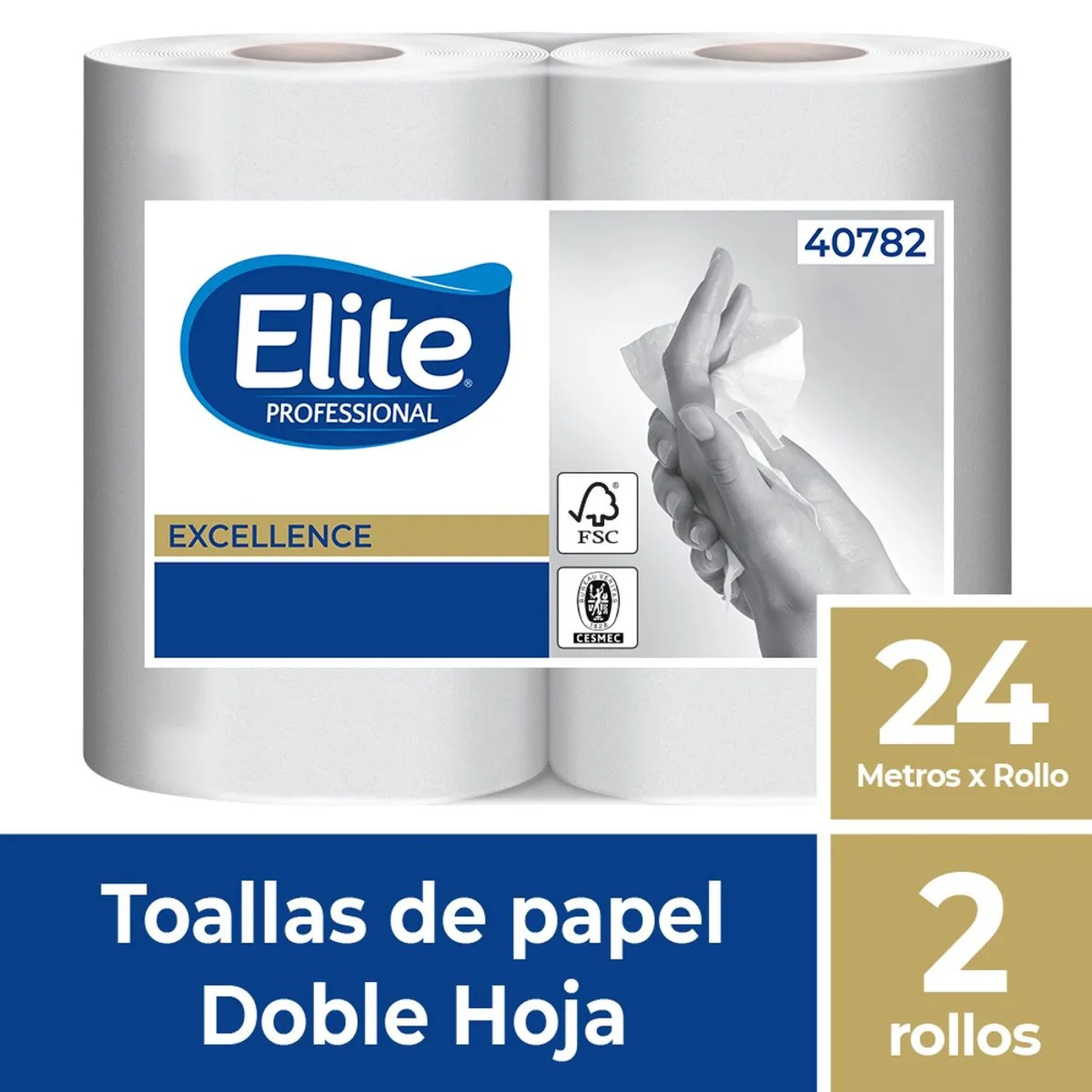 Toalla Papel Elite Excellence D/H 24 Mts 2 Rollos