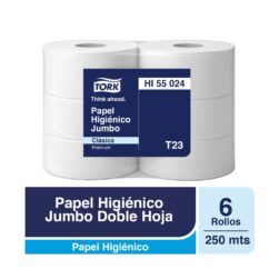 Papel Higiénico Jumbo Tork Premium 6 Rollos De 250 Metros Modelo HI55024