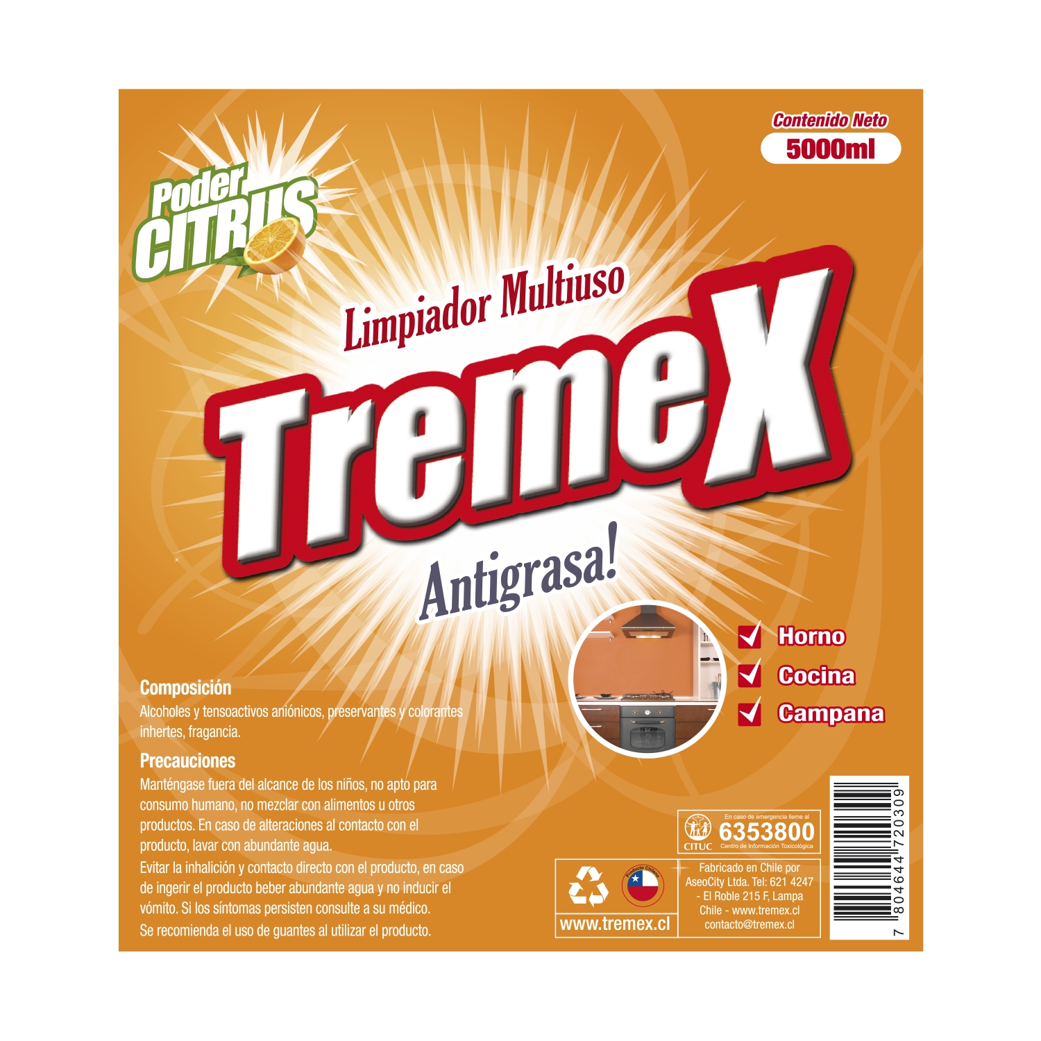 Limpiador Antigrasa Tremex 5 Litros Naranja - Imagen 2