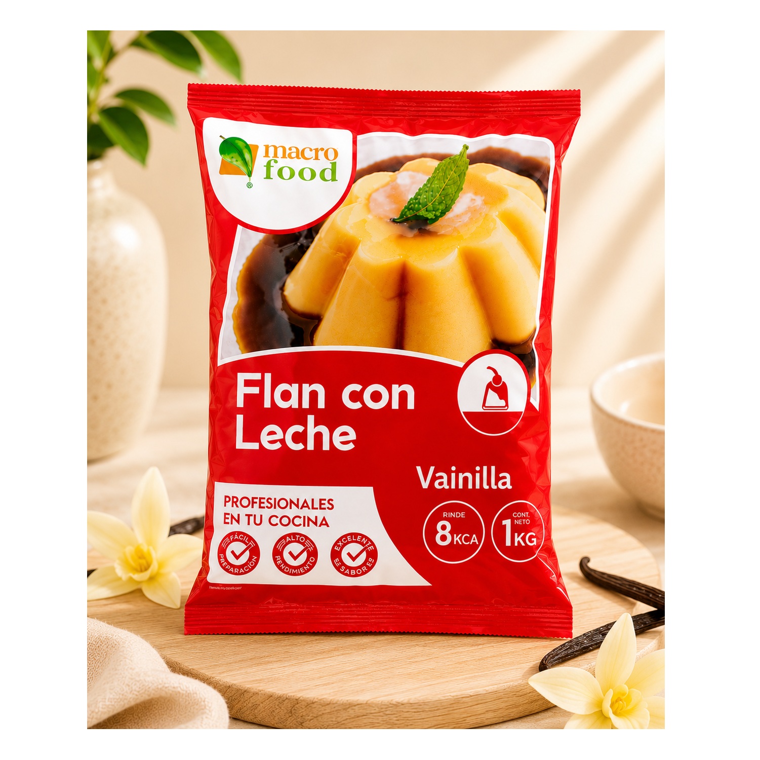 Flan en Polvo con Leche Vainilla Macrofood 1 kg - Imagen 2