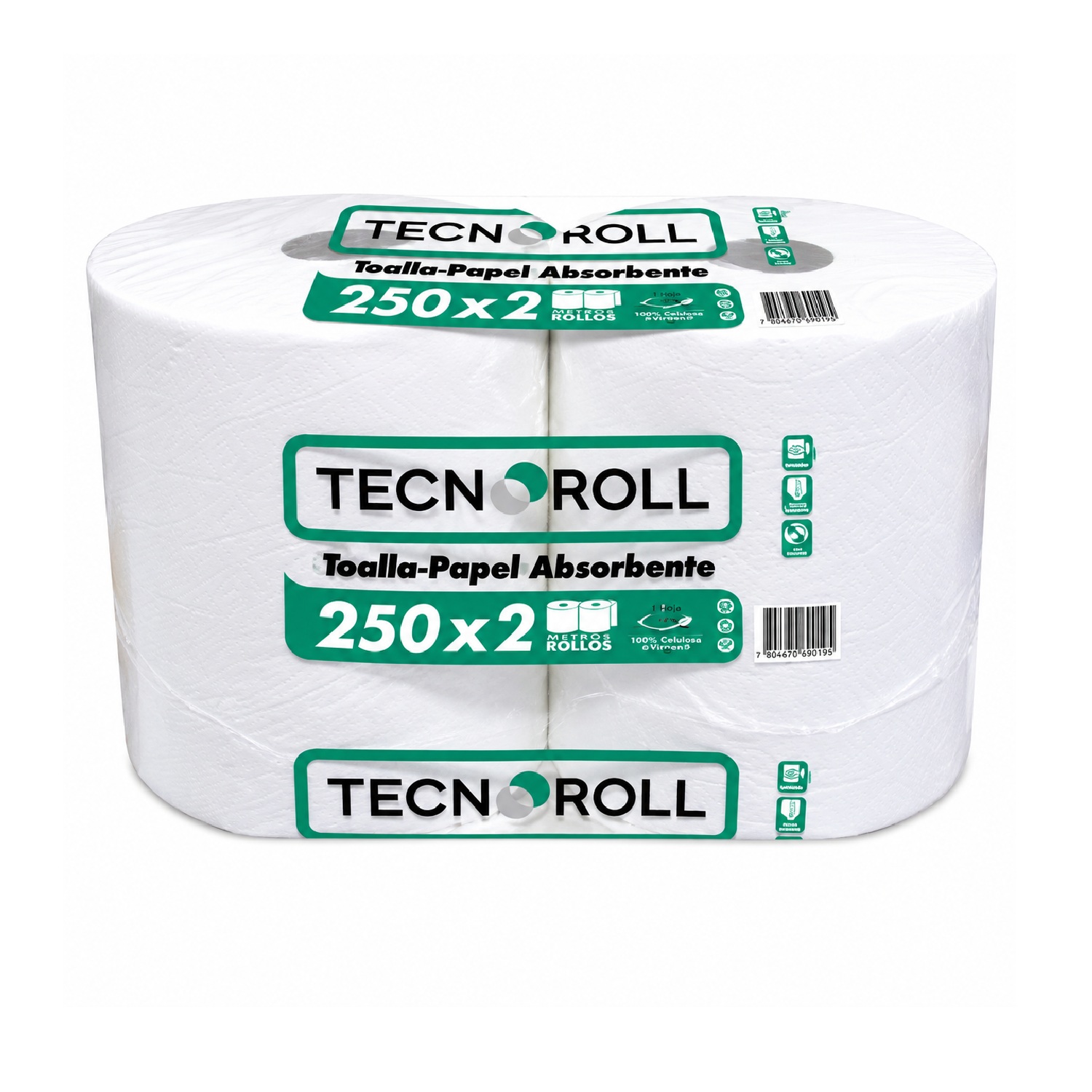 Toalla de Papel Tecnoroll Jumbo 1 Hoja 250 m Pack 2 Rollos