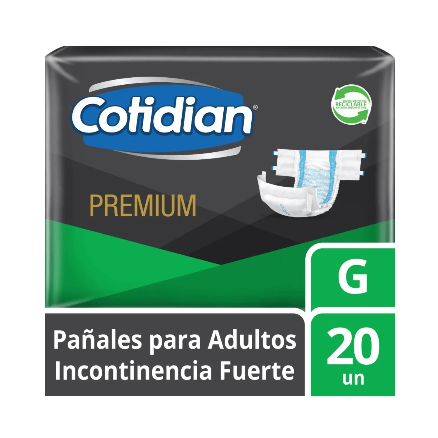 Pañales Adulto Cotidian Premium Incontinencia Fuerte 20 Un G