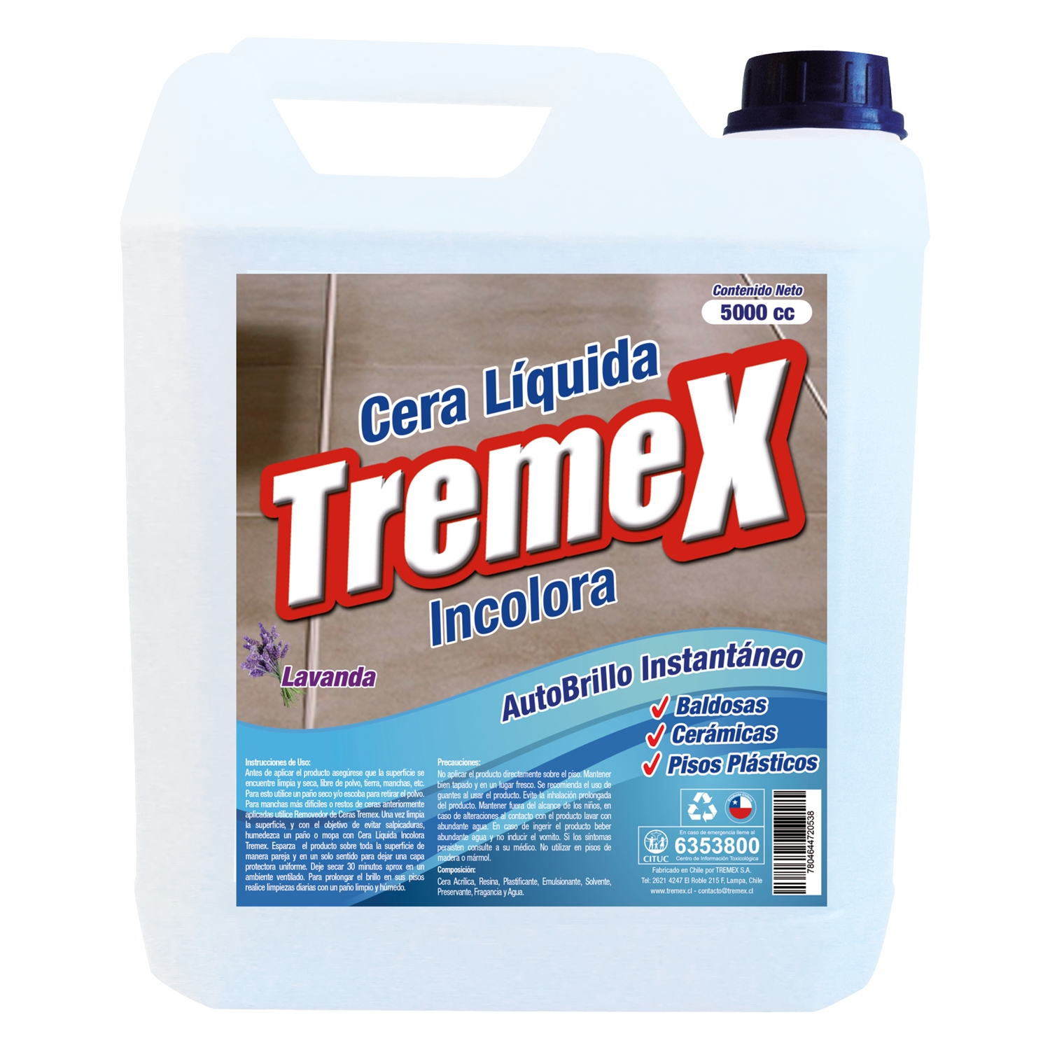 Cera Tremex Autobrillo Incolora 5l Para Pisos Duro Y Vinílic