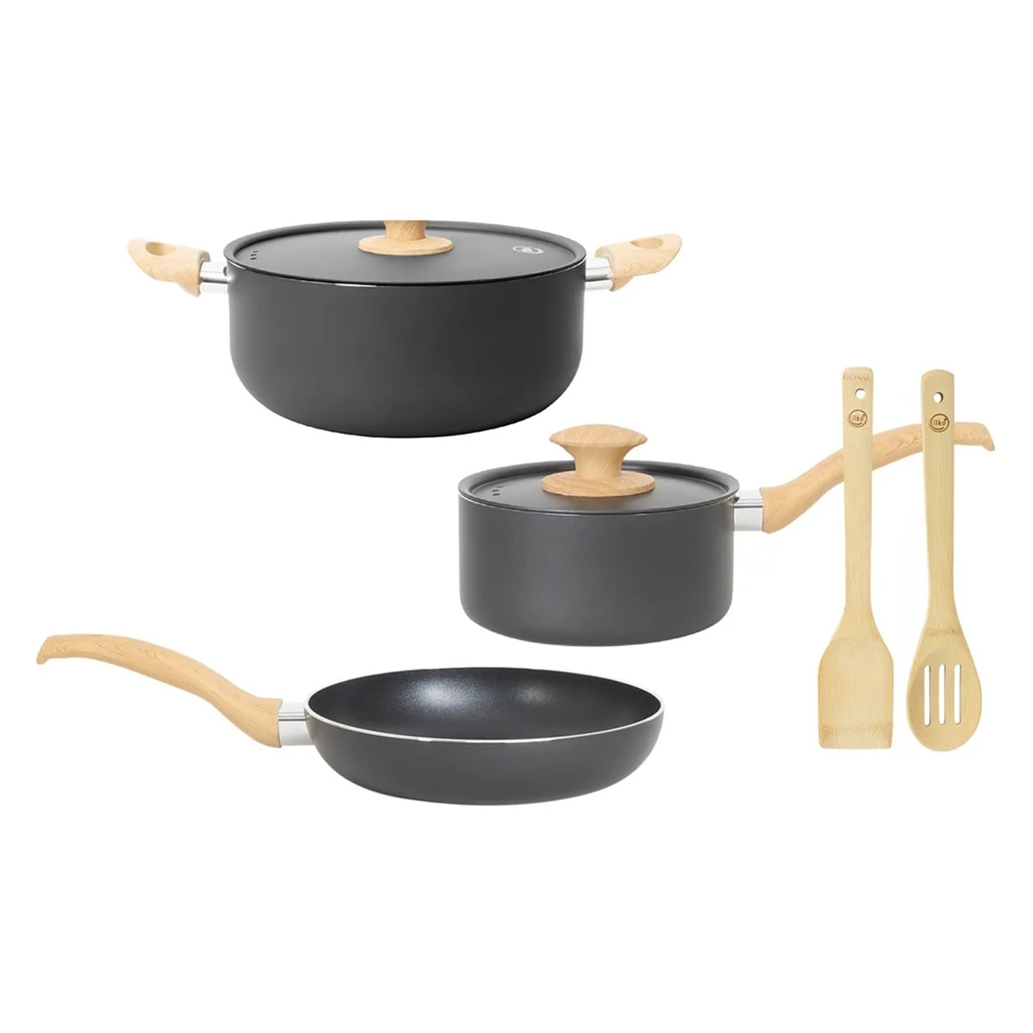 Bateria Cocina Ilko 7 Piezas Negro